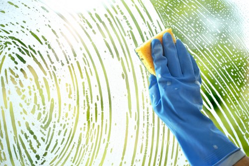 Professional house cleaning in a bright living room