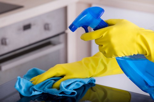 Property cleanout example in a busy commercial area