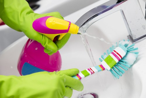 Essential house cleaning tools and microfiber cloths